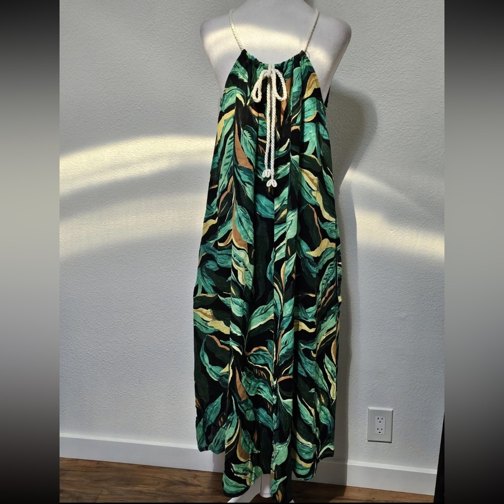 Rachel Zoe Green and Black Botanical Maxi Dress
